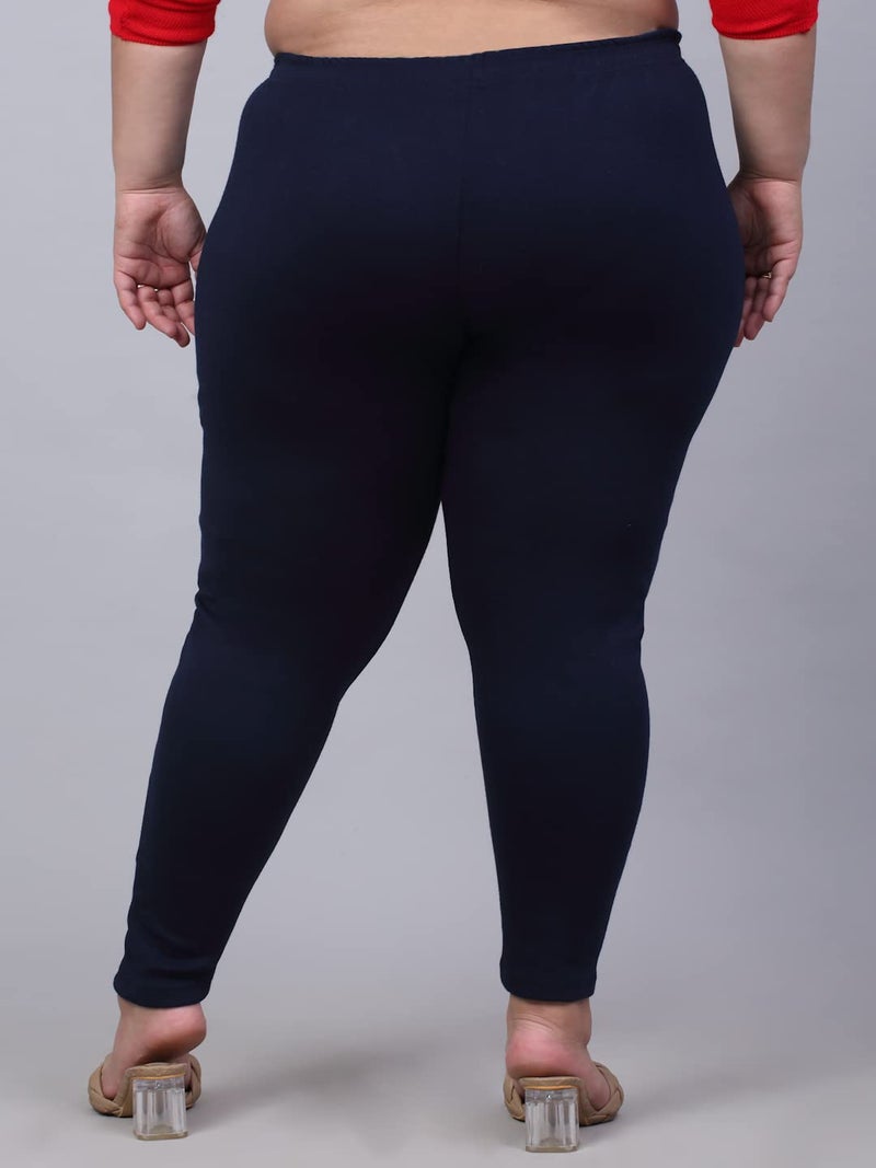 TREND LEVEL Women's Winter Woolen Warm Leggings Plus Size | High-Waist | Ankle Length | Woolen Trouser | Plus Size | (4XL, Navy Blue) - Image 2