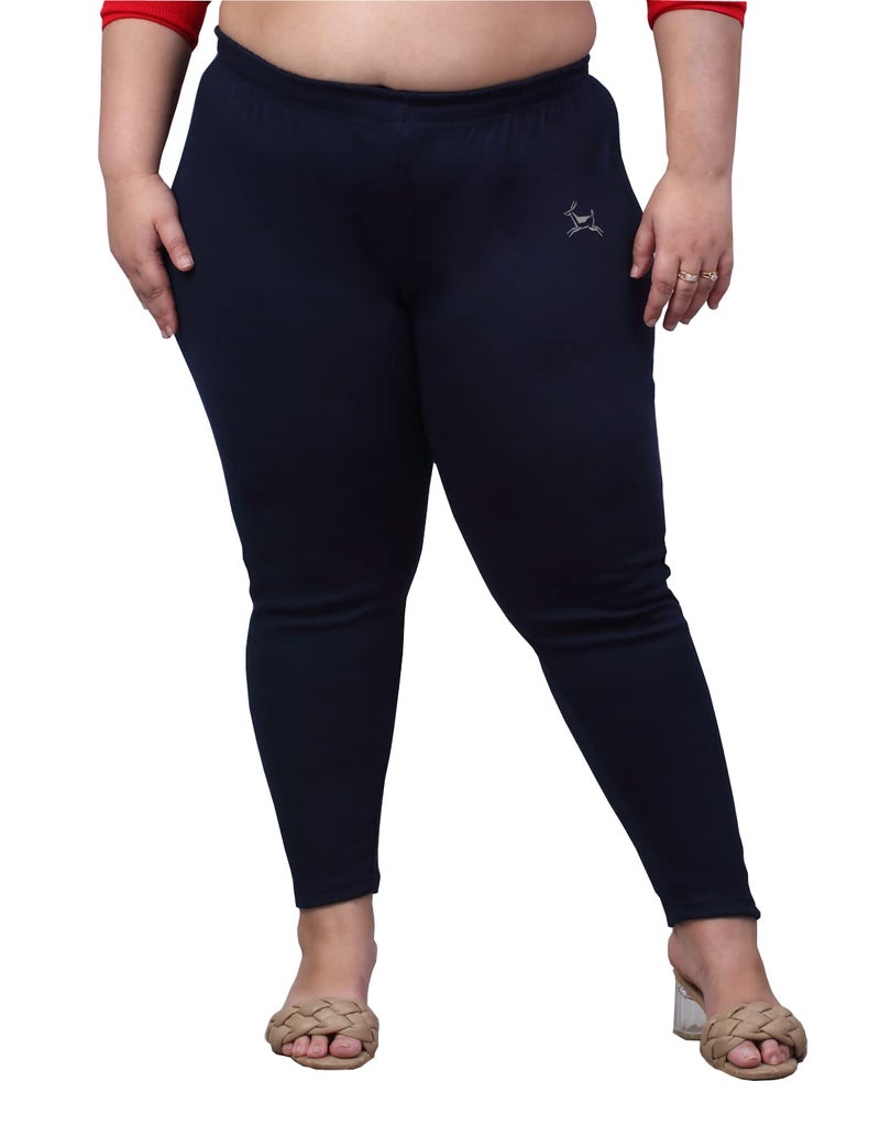 TREND LEVEL Women's Winter Woolen Warm Leggings Plus Size | High-Waist | Ankle Length | Woolen Trouser | Plus Size | (4XL, Navy Blue) - Image 1