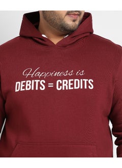 Instafab Plus Instafab Plus Men's Maroon Red Happiness Is Hoodie With Kangaroo Pocket  - Image 4