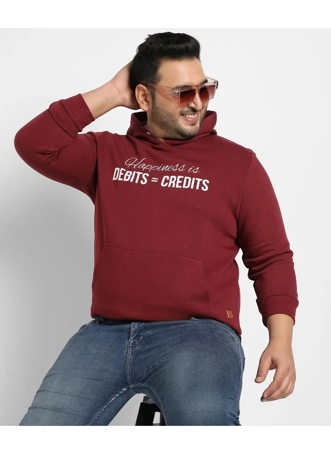 Instafab Plus Instafab Plus Men's Maroon Red Happiness Is Hoodie With Kangaroo Pocket