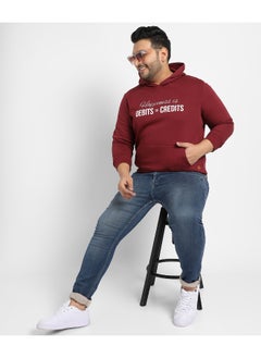 Instafab Plus Instafab Plus Men's Maroon Red Happiness Is Hoodie With Kangaroo Pocket  - Image 5