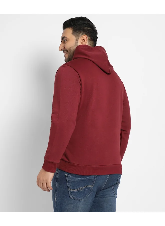 Instafab Plus Instafab Plus Men's Maroon Red Happiness Is Hoodie With Kangaroo Pocket