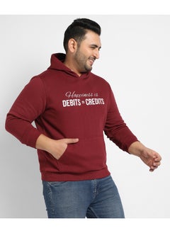Instafab Plus Instafab Plus Men's Maroon Red Happiness Is Hoodie With Kangaroo Pocket  - Image 3