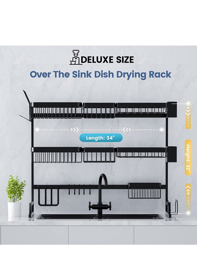 DubaiGallery 3 طبقة الفولاذ المقاوم للصدأ رف المطبخ منظم الأطباق تجفيف الرف فوق بالوعة استنزاف رف تخزين المطبخ كونترتوب حامل أواني المطبخ - Image 4