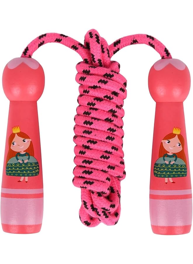 Jump Rope for Kids, Adjustable Cotton Skipping Rope with Wooden Handle, Fitness Exercise Outdoor Activity, Jump Rope for for Girls and Boys Fitness Training