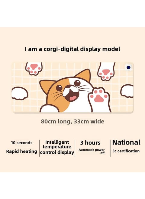 Heating Table Mat Heating Table Mat Electric Heating Table Mat Hand Warming Table Mat Office Warming Table Mat Heating Mouse Mat Keyboard Mat-Pattern:Digital Display Switch 80*33 I Am Corgi
