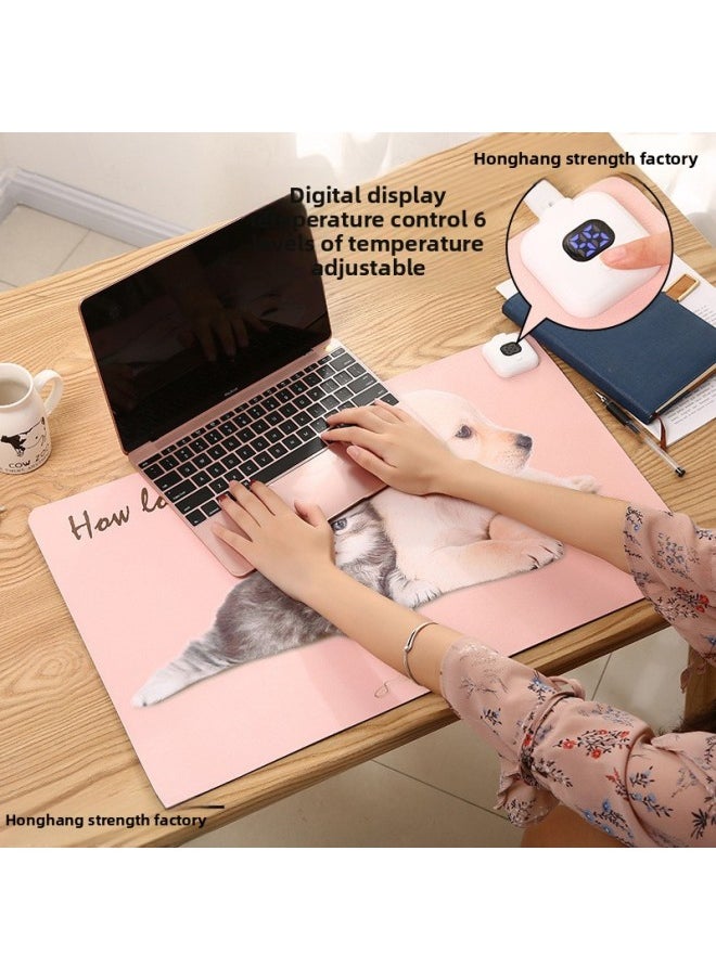 Generic - Heating Table Mat Heating Table Mat Electric Heating Table Mat Hand Warming Table Mat Office Warming Table Mat Heating Mouse Mat Keyboard Mat-Pattern:Digital Display Switch 80*33 I Am Corgi - Image 1