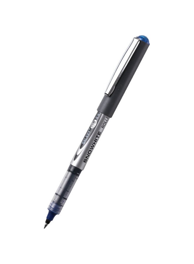 Snowhite Pvr-155 High-Quality Direct Liquid Rollerball Pen, Bullet-Shaped, For Students, Gel Pen, Signature Pen, Exam-Specific Pen, Super Writing, 0.5Mm, Blue, 12 Pens/Box - Image 1