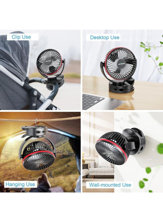 Y&D Portable Rechargeable Fan, KEYNICE Mini Table Fan with 4 Speed, 4400mAh Battery Operated 360° Rotation USB Desk Personal Camping Night Light, Clip for Home Office Tent Golf Cart  - Image 5