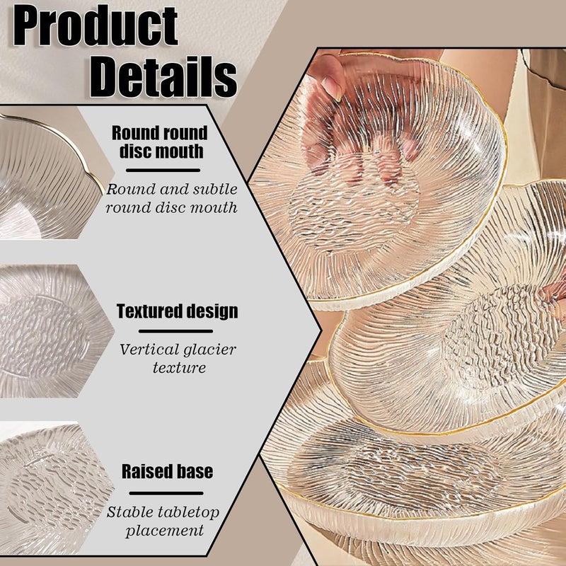 Roucerlin 6 Inch Clear White Acrylic Salad Plates Set of 8 Small Plastic Dinner Dessert Plates Round Kitchen Appetizer Plates Shallow Bowl Dish for Restaurant Lunch Snack Bread Fruit Party - Image 3