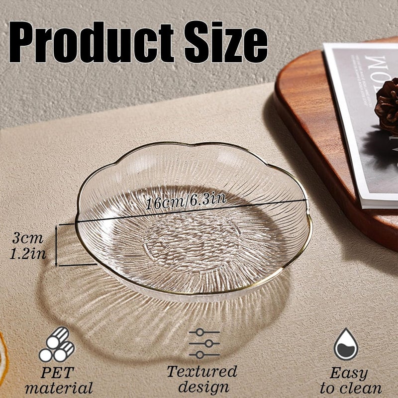 Roucerlin 6 Inch Clear White Acrylic Salad Plates Set of 8 Small Plastic Dinner Dessert Plates Round Kitchen Appetizer Plates Shallow Bowl Dish for Restaurant Lunch Snack Bread Fruit Party - Image 2