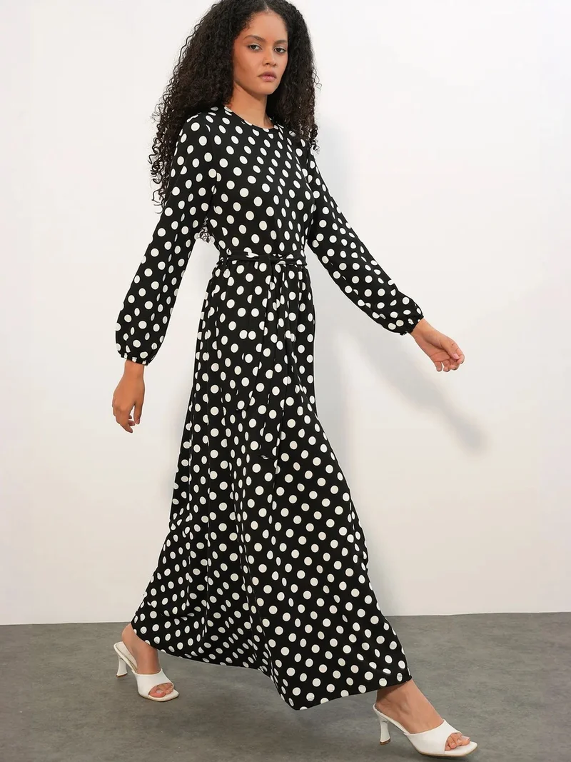 بيغ دارت BDART Floral Maxi Knit Dress With Bow Detail