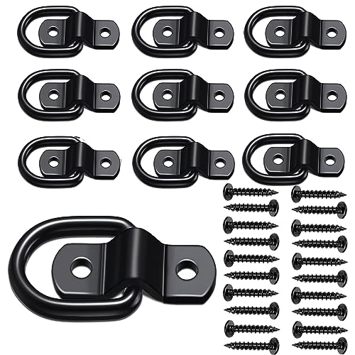D Ring Tie Down Anchor 14 Heavy Duty Trailer Anchor Lashing Rings 2400 lbs Capacity Trailers Trucks Bed Anchors Bracket Hooks Kit for SUVRVCamperVanCarBoats Motorcycles Surface Mount Black