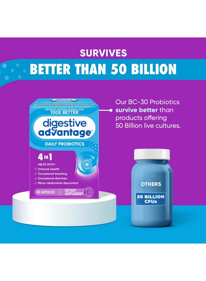 Digestive Advantage Probiotics For Digestive Health, Daily Probiotics For Women & Men, Supports Gut Health, Occasional Bloating & Diarrhea, Minor Abdominal Discomfort, & Immune Support, 60ct Capsules - Image 3