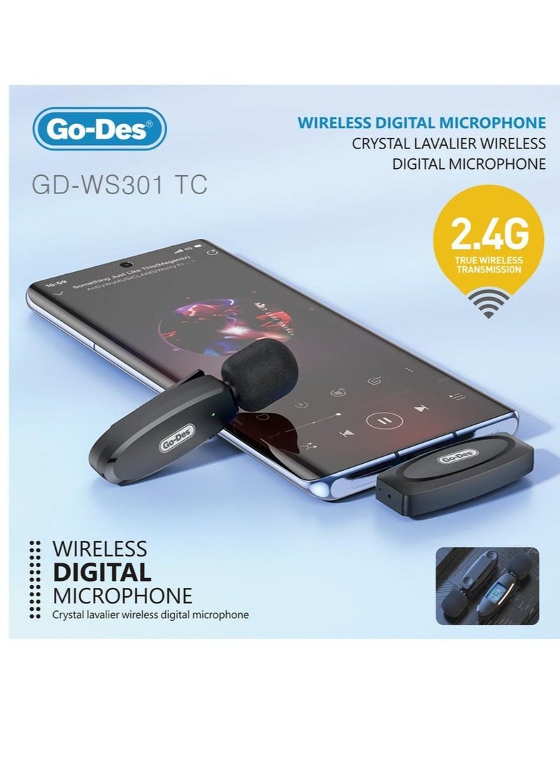 GO-DES - Auto-Syncs Clip-on 2.4G Wireless Lavalier Microphone For Type-C And Android Devices 20M Accessibility - Image 1