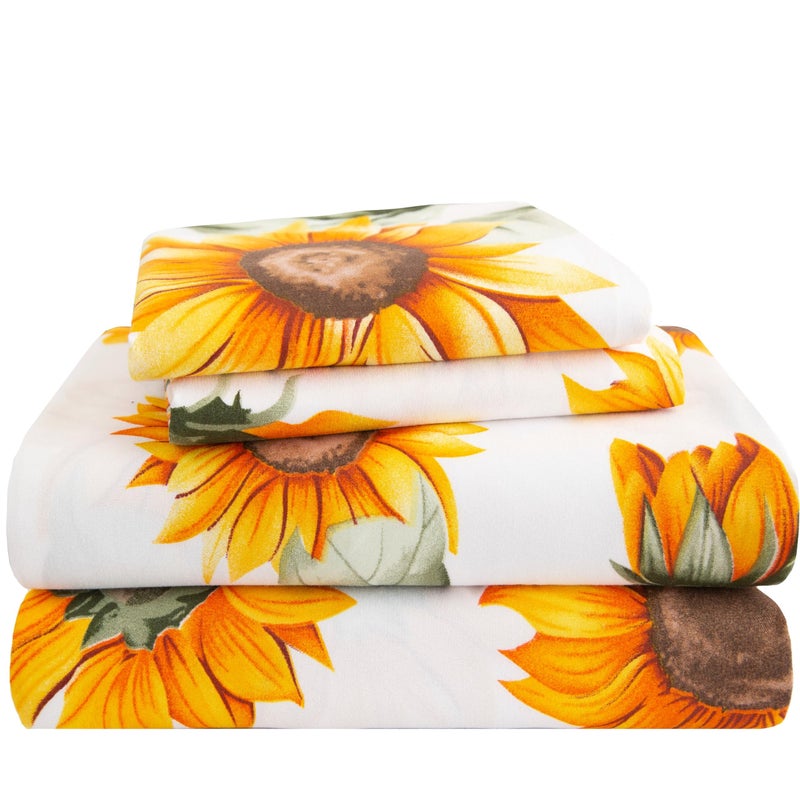 SDY Sunflower Sheets Queenï¼Œ4PCS Floral Sheet Set,Deep Pocket Sheet for Girls,Boys and Kids.Bed in A Bag with 1 Fittedsheet+ 1 Top FlatSheet + 2 Pillowcases - Image 1