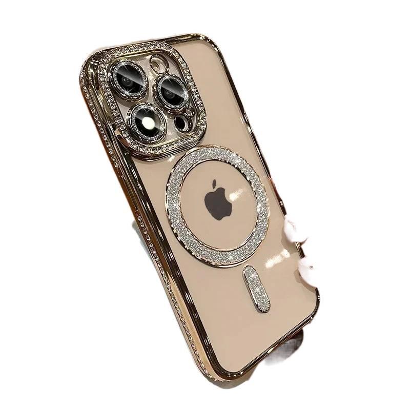 غطاء MagSafe بTPU لـ iPhone 16 / 16 Plus / 16 Pro / 16 Pro Max مع حماية من السقوط ومغناطيس قوي مع مقاوم للصدمات مع مقاوم للخدش باللون Gold مغناطيسي من مادة TPU - Layan Lure - Image 1