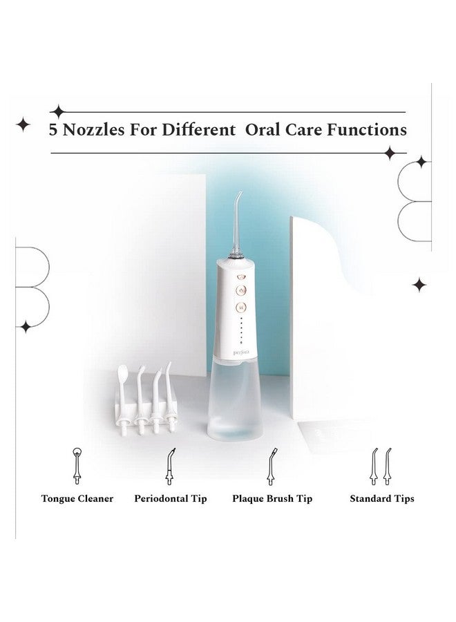 Perfora Perfora Smart Water Dental Flosser - 300 ml Tank Capacity with 5 Modes & 5 Nozzles | 2 Year Warranty | Dental Flosser For Teeth Oral Care, IPX7 Waterproof, Rechargeable (White Gold)  - Image 2