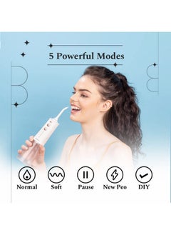 Perfora Perfora Smart Water Dental Flosser - 300 ml Tank Capacity with 5 Modes & 5 Nozzles | 2 Year Warranty | Dental Flosser For Teeth Oral Care, IPX7 Waterproof, Rechargeable (White Gold)  - Image 3