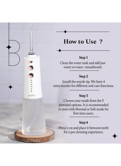 Perfora Perfora Smart Water Dental Flosser - 300 ml Tank Capacity with 5 Modes & 5 Nozzles | 2 Year Warranty | Dental Flosser For Teeth Oral Care, IPX7 Waterproof, Rechargeable (White Gold)  - Image 5