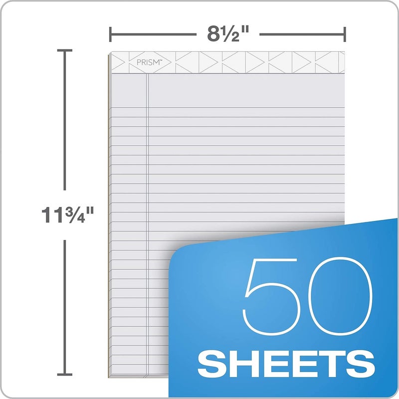 TOPS 8.5 x 11 Legal Pads, 6 Pack, Prism Brand, 2 Gray/2 Blue/2 Purple, Wide Ruled, 50 Sheets Per Writing Pad, Made in the USA (63116) - Image 3