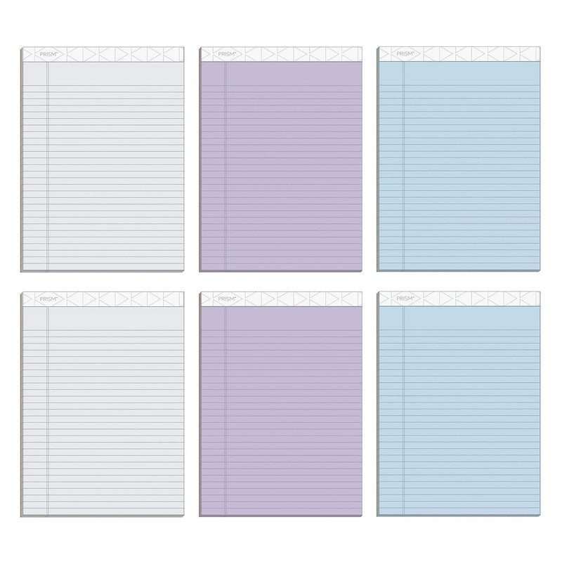 TOPS 8.5 x 11 Legal Pads, 6 Pack, Prism Brand, 2 Gray/2 Blue/2 Purple, Wide Ruled, 50 Sheets Per Writing Pad, Made in the USA (63116) - Image 1