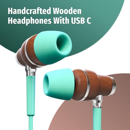 Symphonized Premium Wooden iPhone Earphones Wired (USB C) Deep Bass Sound, 3D Sound, Microphone Volume Control, 90% Noise Cancelling for Type C Devices. Earphones for iPhone 15 to 17 & Android - Image 5