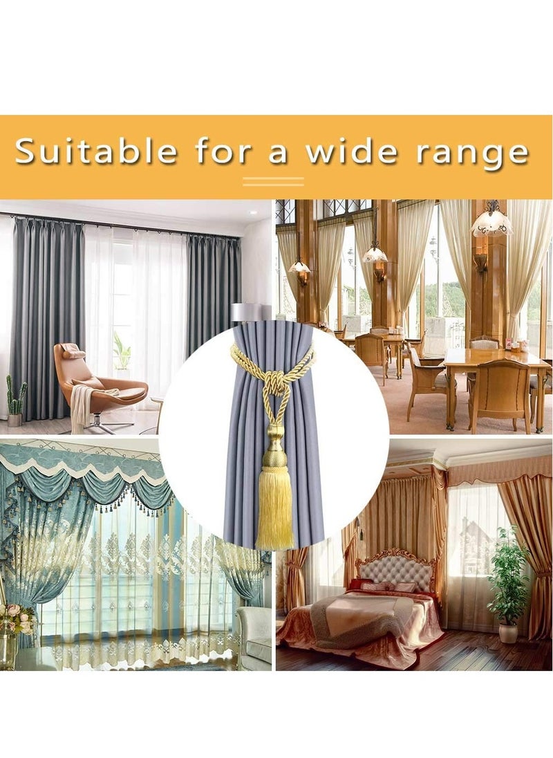 SYOSI - Mesh Ball Tassel Curtain Tiebacks, 2Pcs Antique Tassels Holdbacks Living Tassel Ball Rope, Handmade Braided Rope Decorative Drape Tie Backs for Home and Office Window Drapery (Gold) - Image 1