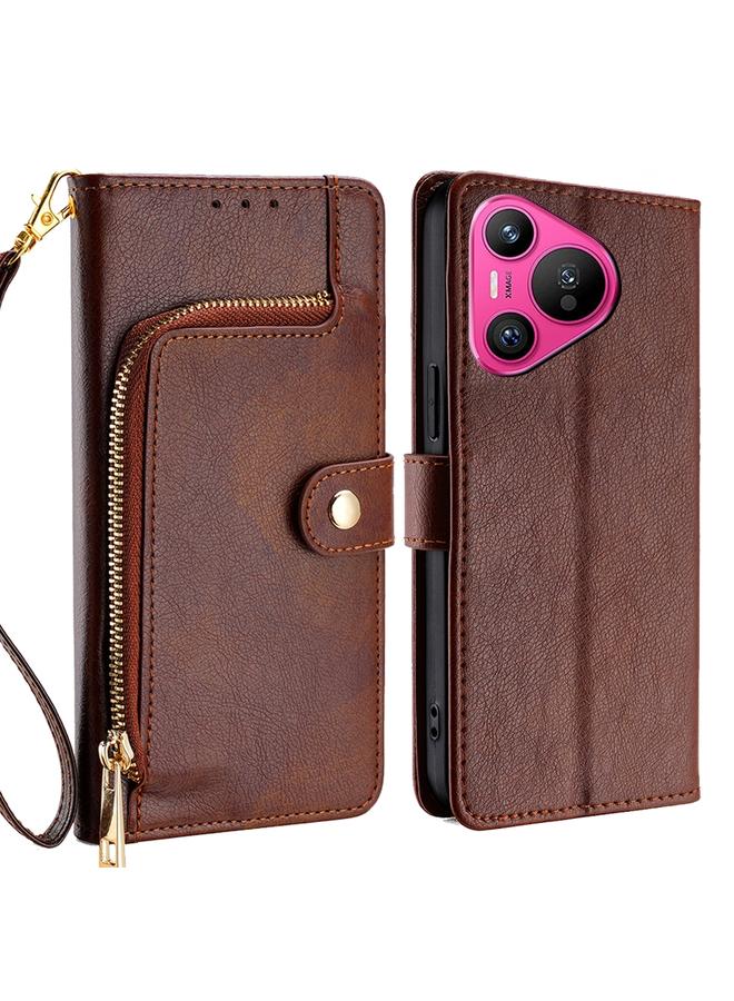 Zaboon Case For Huawei Pura 70 5G Zipper Bag Leather Phone Case - Image 1