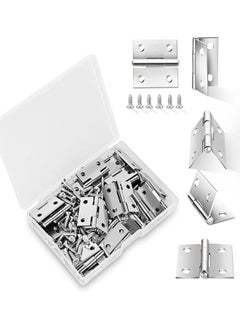 Generic 14 Sets Small Hinges with Screws, Stainless Steel Jewelry Box Hinges Silver, 1 in Mini Hinges for Wooden Box, Folding Butt Hinges, Miniature Hinges, Jewelry Box Hardware Hinges for DIY Jewelry Box  - Image 1