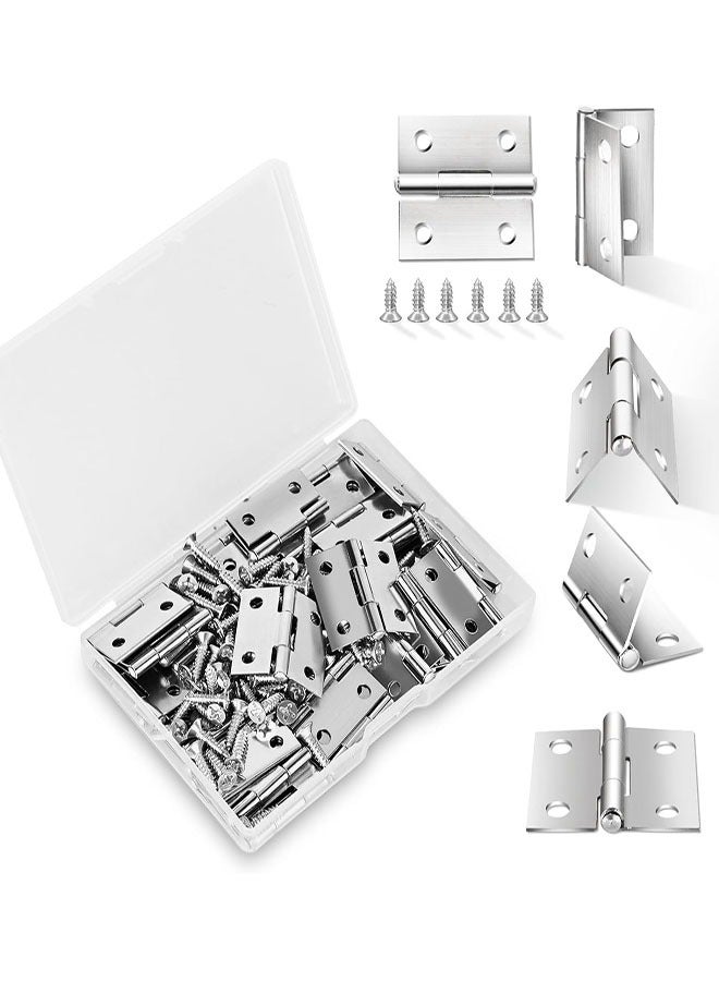 14 Sets Small Hinges with Screws, Stainless Steel Jewelry Box Hinges Silver, 1 in Mini Hinges for Wooden Box, Folding Butt Hinges, Miniature Hinges, Jewelry Box Hardware Hinges for DIY Jewelry Box  - Image 1