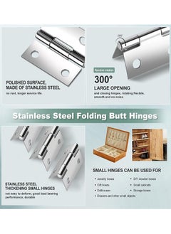 Generic 14 Sets Small Hinges with Screws, Stainless Steel Jewelry Box Hinges Silver, 1 in Mini Hinges for Wooden Box, Folding Butt Hinges, Miniature Hinges, Jewelry Box Hardware Hinges for DIY Jewelry Box  - Image 2