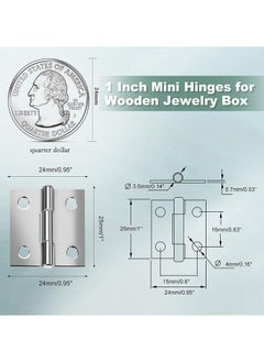 Generic 14 Sets Small Hinges with Screws, Stainless Steel Jewelry Box Hinges Silver, 1 in Mini Hinges for Wooden Box, Folding Butt Hinges, Miniature Hinges, Jewelry Box Hardware Hinges for DIY Jewelry Box  - Image 3