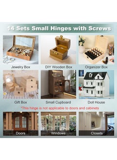 Generic 14 Sets Small Hinges with Screws, Stainless Steel Jewelry Box Hinges Silver, 1 in Mini Hinges for Wooden Box, Folding Butt Hinges, Miniature Hinges, Jewelry Box Hardware Hinges for DIY Jewelry Box  - Image 5