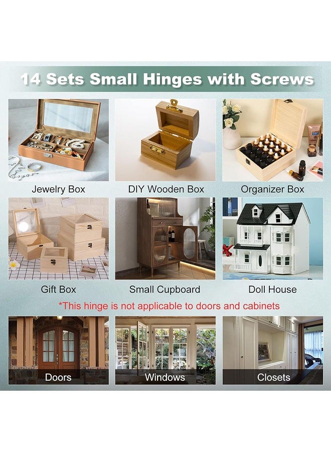 14 Sets Small Hinges with Screws, Stainless Steel Jewelry Box Hinges Silver, 1 in Mini Hinges for Wooden Box, Folding Butt Hinges, Miniature Hinges, Jewelry Box Hardware Hinges for DIY Jewelry Box  - Image 5
