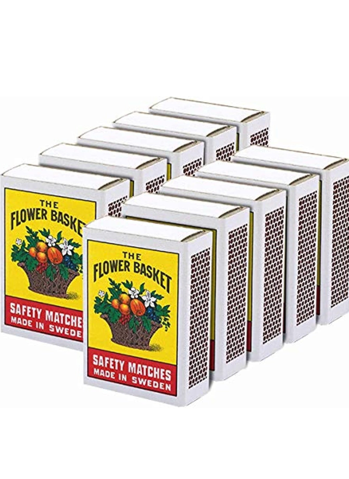 Set of 10 Flower Basket Safety Match Box 