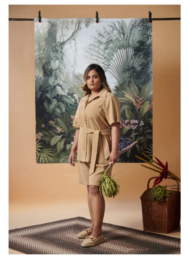 NeceSera Mini Waffle Brown Safari Bermuda Set
