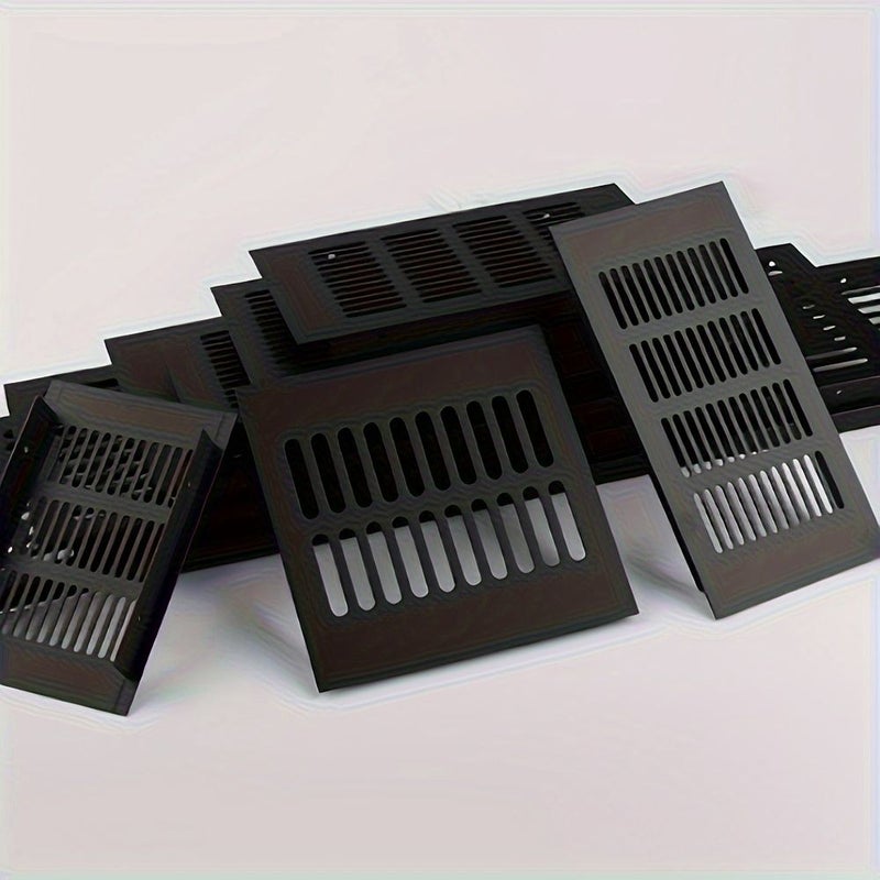 2 Pcs 80 X 200mm Aluminum Alloy Black Rectangular Shoe Cabinet Breathable Mesh Vent Decorative Cover - Image 2