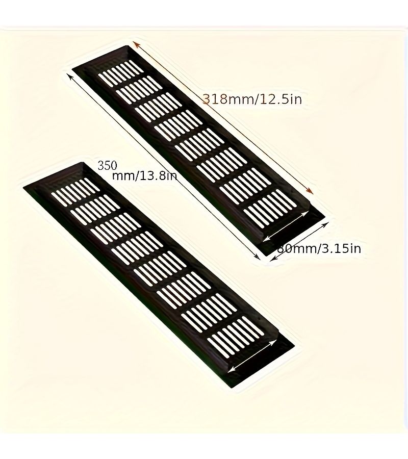 2 Pcs 80 X 200mm Aluminum Alloy Black Rectangular Shoe Cabinet Breathable Mesh Vent Decorative Cover - Image 5
