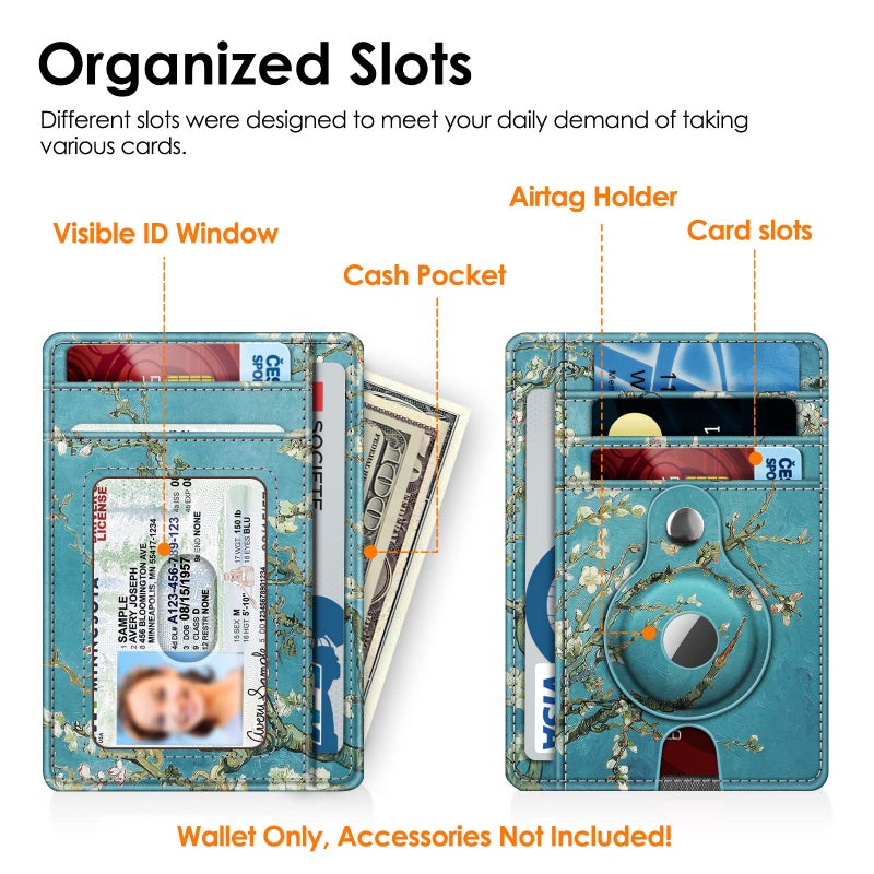 SITHON Slim Minimalist Front Pocket Wallet with Built-in Case Holder, RFID Blocking Credit Card Holder with ID Window Wallet Case Cases for Men Women, Blossom - Image 2