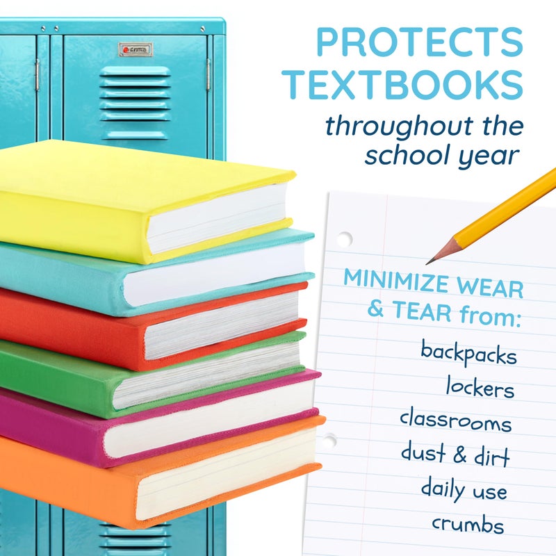 Blue Summit Supplies 6 Stretchable Book Covers for Hardcover, Colorful Fabric Book Cover for Classroom Textbook Protection and Care, Assorted Colors, for 11" by 11" Books, Stretchy - Image 3