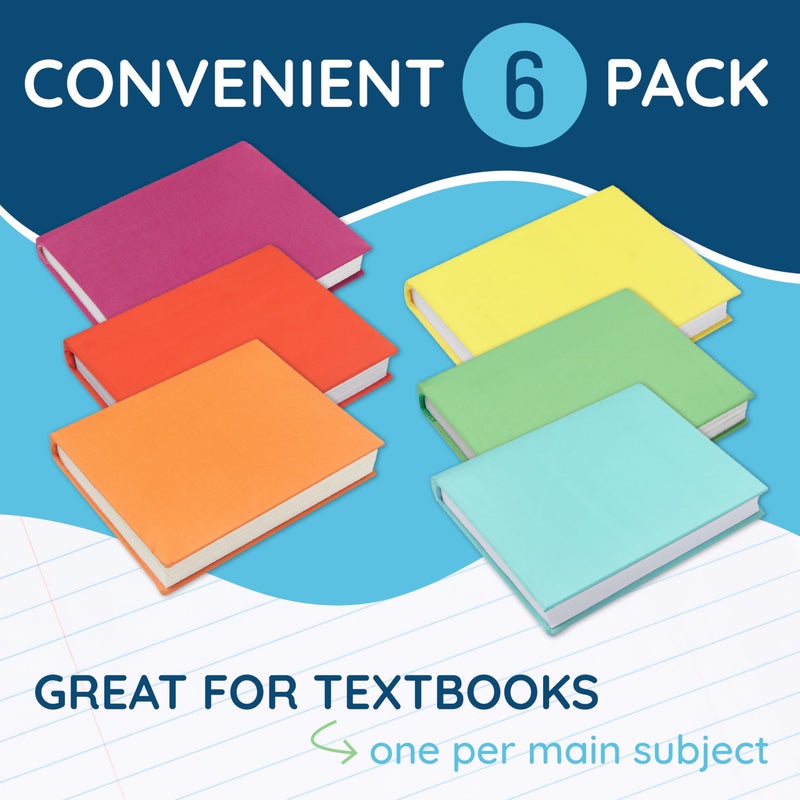 Blue Summit Supplies 6 Stretchable Book Covers for Hardcover, Colorful Fabric Book Cover for Classroom Textbook Protection and Care, Assorted Colors, for 11" by 11" Books, Stretchy - Image 5