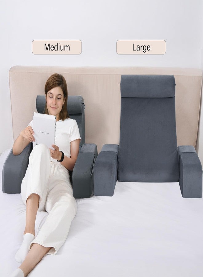 ENITYA Reading Pillow for Sitting in Bed Adult, Back Pillow for Bed Sitting up, Reading & Bed Rest Pillows for Watching TV/Reading/Gaming/Resting in Bed, Couch or Floor, Large 21"（Grey） - Image 4