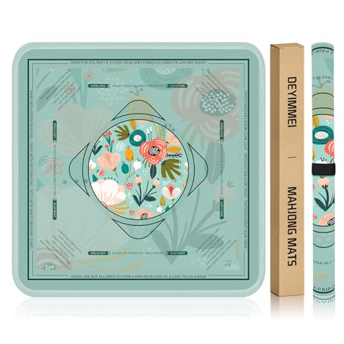 Deyimmei Neoprene Mahjong Mat for Table 315x315  NonSlip Noise Reduction Cover with Storage Pockets American Rules  CreaseFree Rolled Shipping Tropical Bloom - Image 1