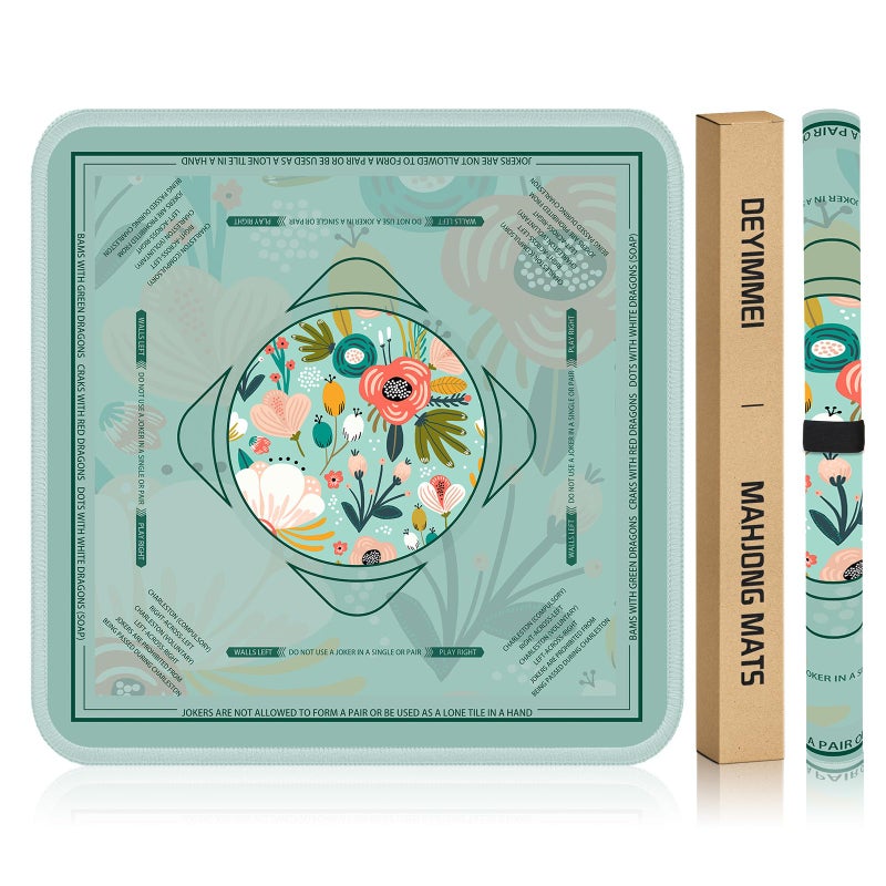 Deyimmei Neoprene Mahjong Mat for Table 315x315  NonSlip Noise Reduction Cover with Storage Pockets American Rules  CreaseFree Rolled Shipping Tropical Bloom - Image 3