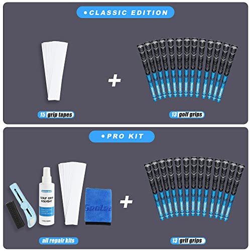 Geoleap Golf Grips Set of 13- Grips with Tapes and Grips with All Repair Kits for Choice,Hybrid Golf Club Grips,Standard/Midsize,All Weather Contral, High Feedback & Traction. (Standard, Blue-Pro - Image 5