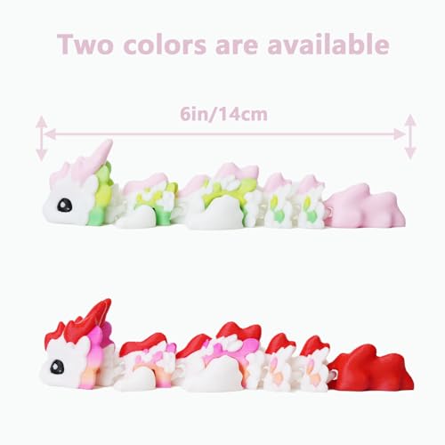 UXBSTM Cute 3D Printed Dragon 6 Articulated 3D Printed Fidget Toy Cute 3D Printed Animals Desk Decor for Christmas Birthday Gifts Easter Basket Essentials Easter Basket Stuffers - Image 5