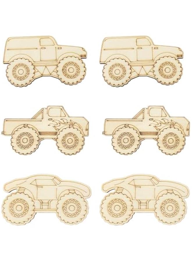 Arabest 30 Pack Unfinished Wood Monster Truck Cutouts Crafts Truck Party Game Favors Vehicles to Paint Wooden Truck Hanging Ornaments DIY Gift Tags for Home Party Decoration Craft Project - Image 1
