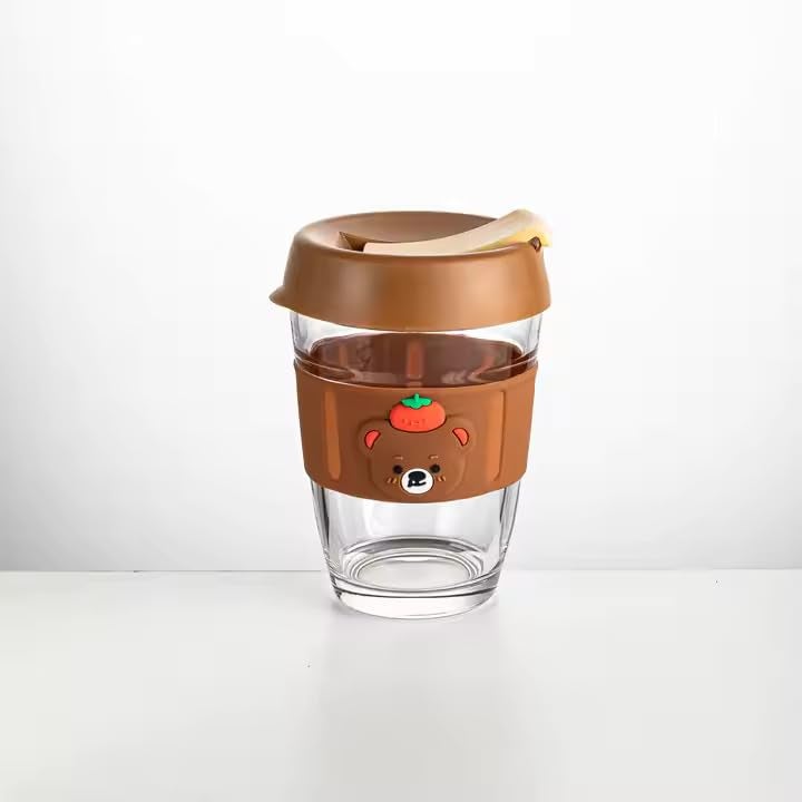210ml Glass Tumbler with Straw & Funny Cartoon Lid for Kids – Reusable Portable Milk Cup, Travel Coffee Mug for Juice, Iced Tea, Smoothies.  - Image 3