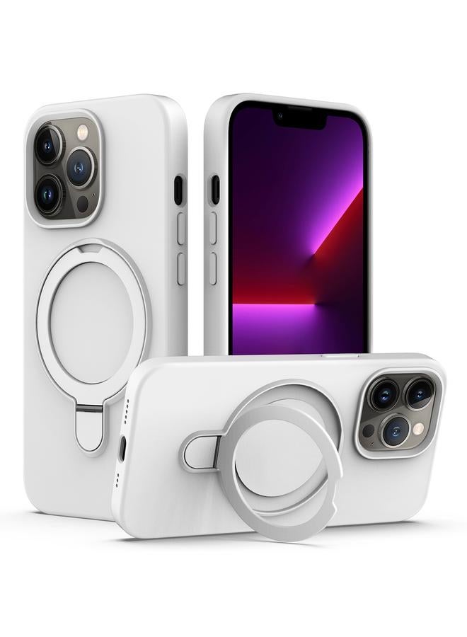 زبون جراب لهاتف iPhone 13 Pro Max مصنوع من السيليكون السائل المغناطيسي MagSafe مع حامل حلقي - Image 1